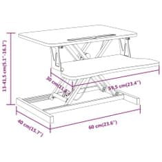 Greatstore Nastavitelná pracovní stanice 60x40x(13–41,5)cm ocel a kompozit