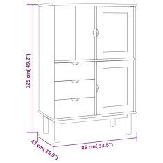 Greatstore Skříň highboard hnědá a bílá 85x43x125 cm masivní borové dřevo