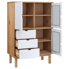 Greatstore Skříň highboard hnědá a bílá 85x43x125 cm masivní borové dřevo