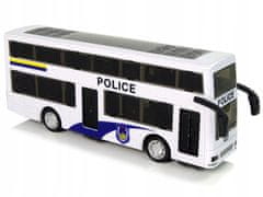 Lean-toys Bílý dvoupatrový policejní autobus s Stretch