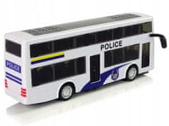 Lean-toys Bílý dvoupatrový policejní autobus s Stretch