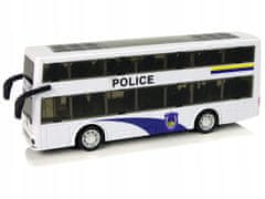 Lean-toys Bílý dvoupatrový policejní autobus s Stretch