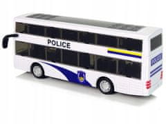 Lean-toys Bílý dvoupatrový policejní autobus s Stretch