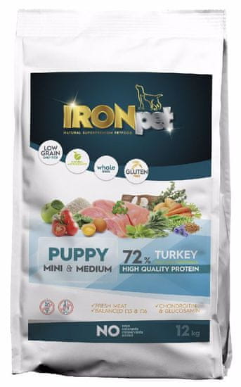 IRONpet Dog Puppy Mini &amp; Medium Turkey (Krocan) 12 kg