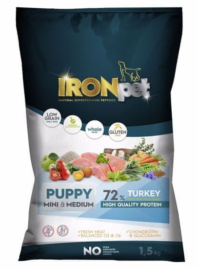 IRONpet Dog Puppy Mini &amp; Medium Turkey (Krocan) 1,5 kg