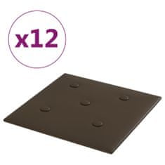 Vidaxl Nástěnné panely 12 ks hnědé 30 x 30 cm umělá kůže 1,08 m²