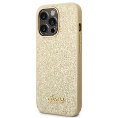 Guess GUHCP14LHGGSHD hard silikonové pouzdro iPhone 14 PRO 6.1" gold Glitter Script