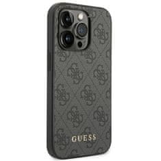 Guess GUHCP14LG4GFGR hard silikonové pouzdro iPhone 14 PRO 6.1" grey 4G Metal Gold Logo