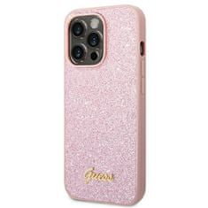 Guess GUHCP14XHGGSHP hard silikonové pouzdro iPhone 14 PRO MAX 6.7" pink Glitter Script