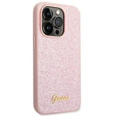 Guess GUHCP14XHGGSHP hard silikonové pouzdro iPhone 14 PRO MAX 6.7" pink Glitter Script