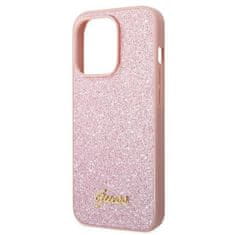 Guess GUHCP14XHGGSHP hard silikonové pouzdro iPhone 14 PRO MAX 6.7" pink Glitter Script