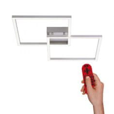 PAUL NEUHAUS LEUCHTEN DIREKT is JUST LIGHT LED stropní svítidlo barva ocel, hranaté, Smart Home, stmívatelné, dálkový ovladač MEDION RGB plus 2700-5000K