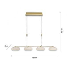 PAUL NEUHAUS PAUL NEUHAUS LED Q ETIENNE závěsné svítidlo Smart Home, mosaz, podlouhlé, 4 ramenné ZigBee 2700-5000K