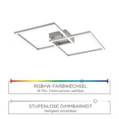 PAUL NEUHAUS LEUCHTEN DIREKT is JUST LIGHT LED stropní svítidlo barva ocel, hranaté, Smart Home, stmívatelné, dálkový ovladač MEDION RGB plus 2700-5000K