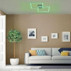 PAUL NEUHAUS LEUCHTEN DIREKT is JUST LIGHT LED stropní svítidlo barva ocel, hranaté, Smart Home, stmívatelné, dálkový ovladač MEDION RGB plus 2700-5000K