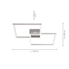 PAUL NEUHAUS LEUCHTEN DIREKT is JUST LIGHT LED stropní svítidlo barva ocel, hranaté, Smart Home, stmívatelné, dálkový ovladač MEDION RGB plus 2700-5000K