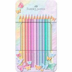 Faber-Castell Pastelky Sparkle set 12 barevný-plech pastelové barvy