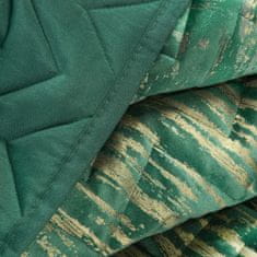 Eurofirany Dekorativní přehoz na postel AGATA-1 170x210 tmavě zelený zlatý