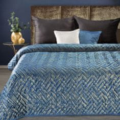 Eurofirany Dekorativní přehoz na postel AGATA-1 170x210 tmavě modrý zlatý