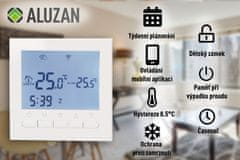 Aluzan B-3 WiFi, programovatelný pokojový termostat pro spínání kotlů, ovladatelný na dálku pomocí aplikace Android nebo iOS
