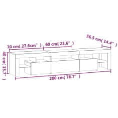 Vidaxl TV skříňka s LED osvětlením černá 200x36,5x40 cm