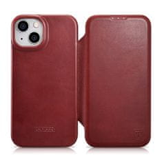 shumee Magnetické flipové pouzdro na iPhone 14 Plus MagSafe CE Oil Wax Premium Leather Burgundy