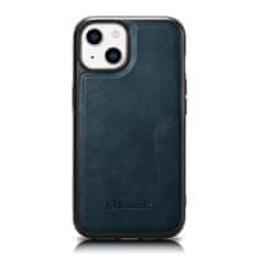 iCARER kožené pouzdro na iPhone 14 PLUS 6.7" Oil wax real leather back cover Blue