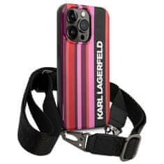 Karl Lagerfeld KLHCP14LSTSTP hard silikonové pouzdro iPhone 14 PRO 6.1" pink Color Stripes Strap