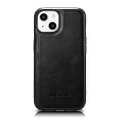 iCARER kožené pouzdro na iPhone 14 PLUS 6.7" Oil wax real leather back cover Black