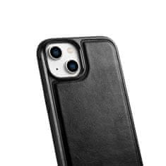 iCARER kožené pouzdro na iPhone 14 PLUS 6.7" Oil wax real leather back cover Black