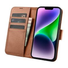 shumee Kožený flipový kryt 2v1 iPhone 14 Plus Anti-RFID Wallet Case Brown