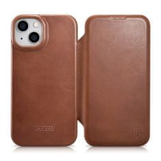 shumee Magnetické flipové kožené pouzdro na iPhone 14 Plus MagSafe CE Oil Wax Premium Leather Brown