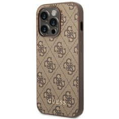 Guess GUHCP14LG4GFBR hard silikonové pouzdro iPhone 14 PRO 6.1" brown 4G Metal Gold Logo