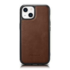 iCARER kožené pouzdro na iPhone 14 PLUS 6.7" Oil wax real leather back cover Brown