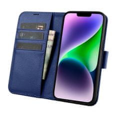 shumee Kožený flipový kryt 2v1 iPhone 14 Plus Anti-RFID Wallet Case Blue