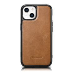 iCARER kožené pouzdro na iPhone 14 PLUS 6.7" Oil wax real leather back cover Light brown