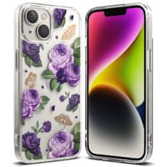 shumee Pancéřový kryt pouzdra s gelovým rámečkem iPhone 14 Plus Fusion Design Purple Rose transparentní