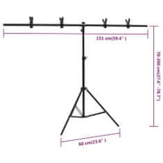 Vidaxl Stojan na fotopozadí ve tvaru T černý 151 x 60 x (70–200) cm