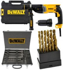 DeWalt příklepová vrtačka D25144K + vrtáky + dláta 34 ks