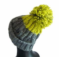 R-SPEKT Kulich MAXI PomPom beanie šedý citron