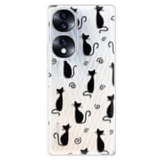 iSaprio Silikonové pouzdro - Cat pattern 05 - black pro Honor 70