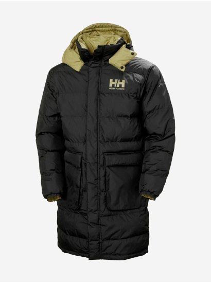 Helly Hansen Zeleno-černý pánský prošívaný oboustranný kabát s kapucí HELLY HANSEN