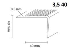 DOLLKEN DOPRODEJ: 2500x28x45 mm (A45) cm Schodová hrana luminiscenční TKNG tmavošedá 0146/0138 Lišta 2500x28x45 mm (A45)