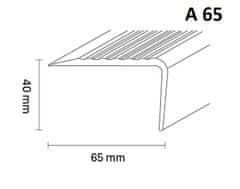 DOLLKEN DOPRODEJ: 2500x28x45 mm (A45) cm Schodová hrana luminiscenční TKNG tmavošedá 0146/0138 Lišta 2500x28x45 mm (A45)