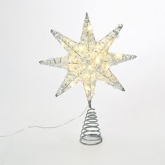 ACA ACA Lighting stříbrná hvězda na stromeček 20 MINI WW LED na baterie 3xAA, IP20 28x5x20cm X112011281