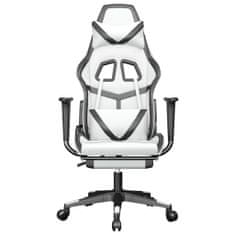 Vidaxl Masážní herní židle s podnožkou bílá a černá umělá kůže