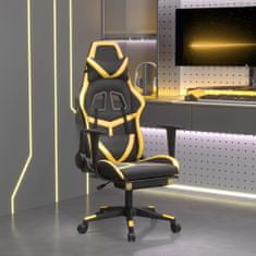 Greatstore Herní židle s podnožkou černá a zlatá umělá kůže