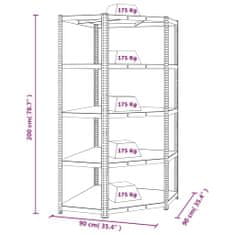 Vidaxl 5patrové úložné regály 2 ks stříbrné ocel a kompozitní dřevo