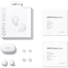 VERVELEY OPPO Enco Buds - Bezdrátová sluchátka Bluetooth - krytí IP54 - 24 hodinová samostatná s krabičkou - Bluetooth 5.2 - bílá