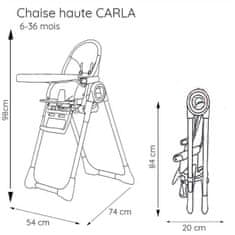 VERVELEY Nania - vysoká židlička CARLA od 6 do 36 měsíců - konvertibilní a výškově nastavitelná - Kubus Exploring